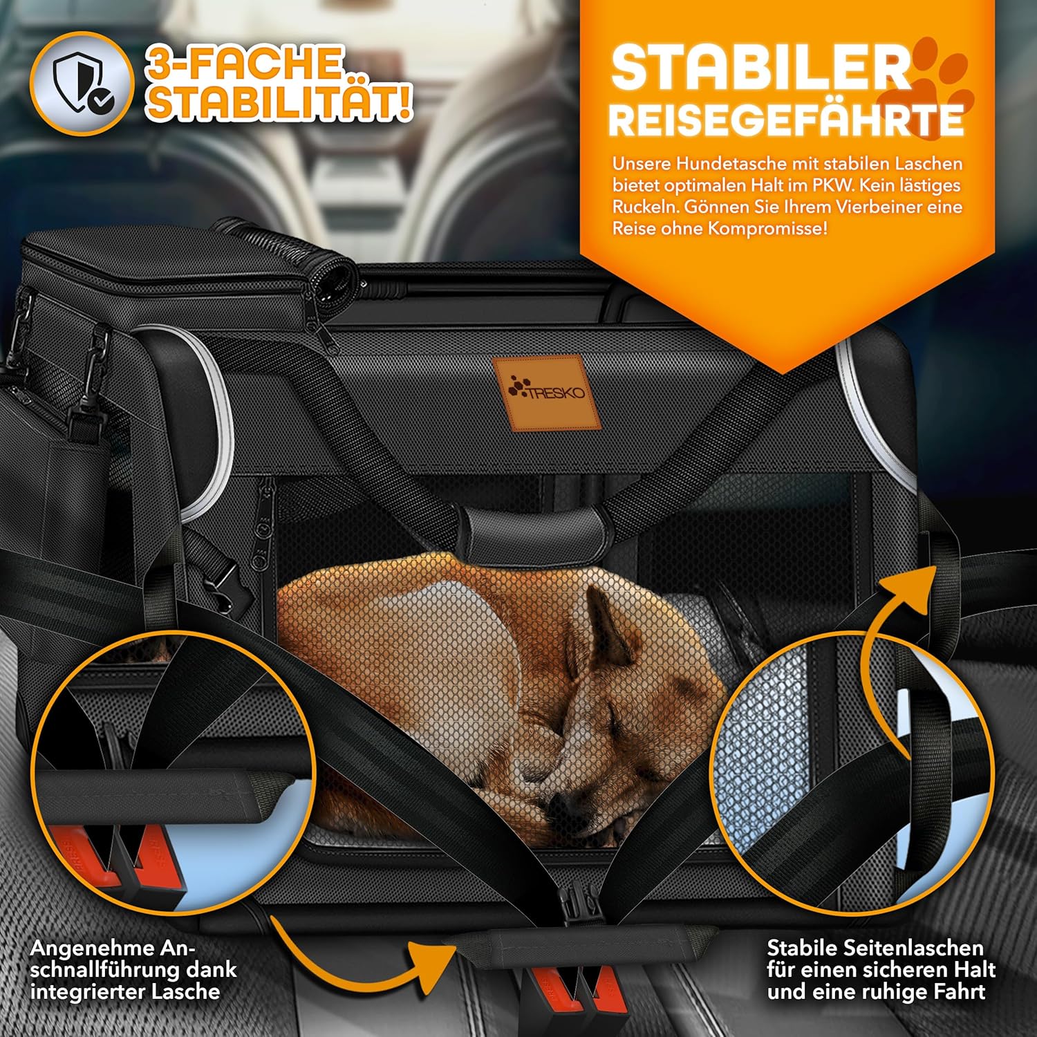 Reisbench hond - Draagtas hond - Transportbox - 70x52x52 cm - Antraciet