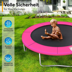 Kiduku Randafdekking voor de trampoline, diameter 366 cm, scheurvast, 100 procent uv-bestendig, veerafdekking, randbescherming, roze