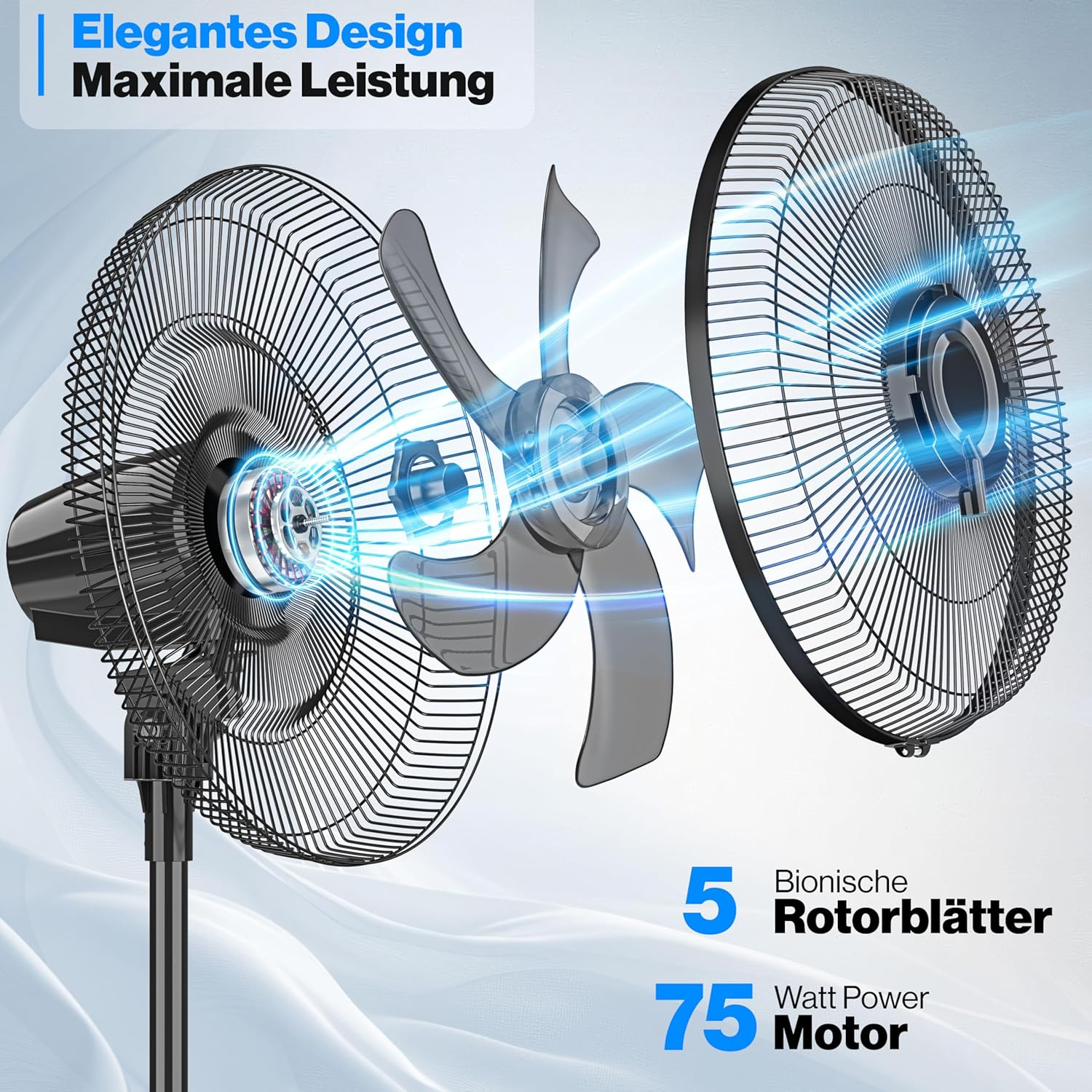 KESSER® Ventilator staand - Statiefventilator - Mist Ventilator - Zwart