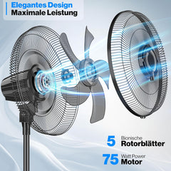KESSER® Ventilator staand - Statiefventilator - Mist Ventilator - Zwart
