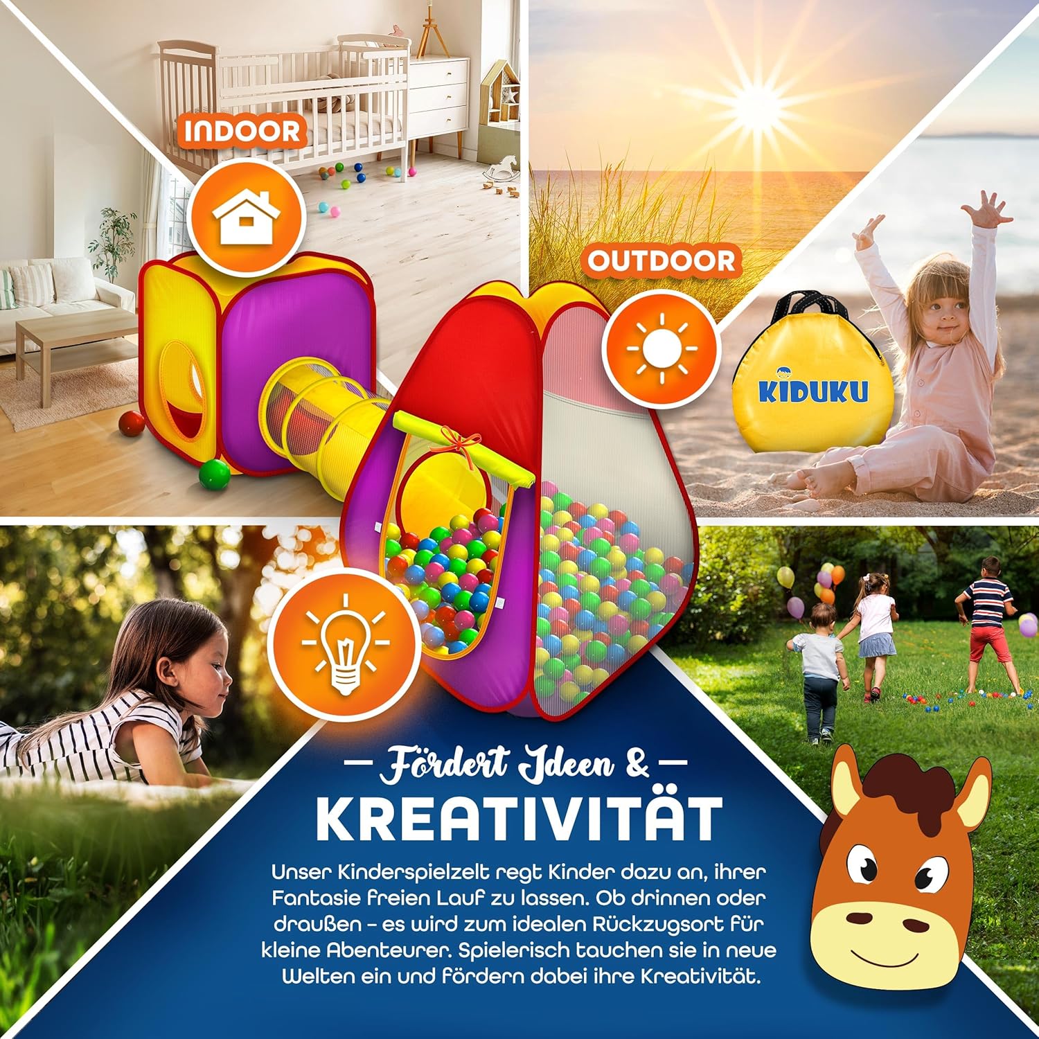 KIDUKU® Speeltent - Kindertent - Speelhuisje - Kleurrijk