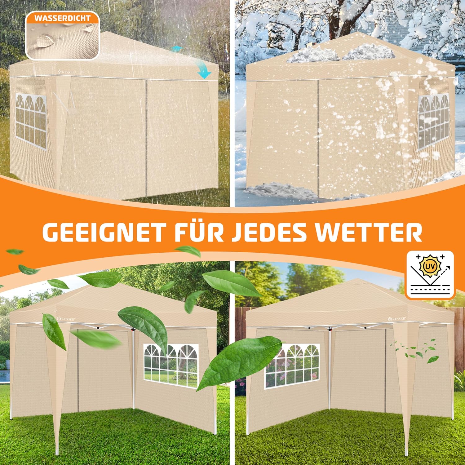 KESSER® Zijwand voor paviljoen - 3x3m - Beige