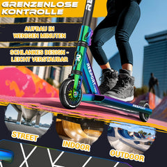 Stuntstep - Voor kinderen en volwassenen - Vouwbaar - Regenboog - RE:SPORT