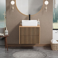 UEV Wastafelonderkast voor gastentoilet, kleine badkamer, zonder wastafel, 61 cm, badkamerkast, badkamerkast, wastafelonderkast hangend, wastafel voldoende opbergruimte ruimtebesparend natuur