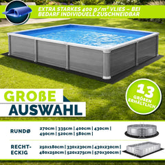 tillvex® Premium zwembadonderlegger, rechthoekig, 330 x 230 cm, geotextiel 400 g/m², grondzeil voor zwembaden tot 300 x 200 cm, vloerbeschermingsvlies, op maat te snijden, scheurvaste zwembadonderlaag, zwart