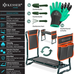 KESSER® 2in1 Kniebank - Tuinkruk - Kniesteun - Antraciet