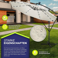 Tillvex® LED Parasol - Zweefparasol - Ø350cm - 360° Draaibaar - Beige