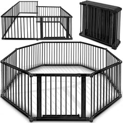 KIDUKU® 7,2 meter babybox XXL inklapbaar incl. deur | box met dubbele beveiliging | afsluitrooster voor kinderen incl. 8 elementen | kruipruimte individueel vormbaar