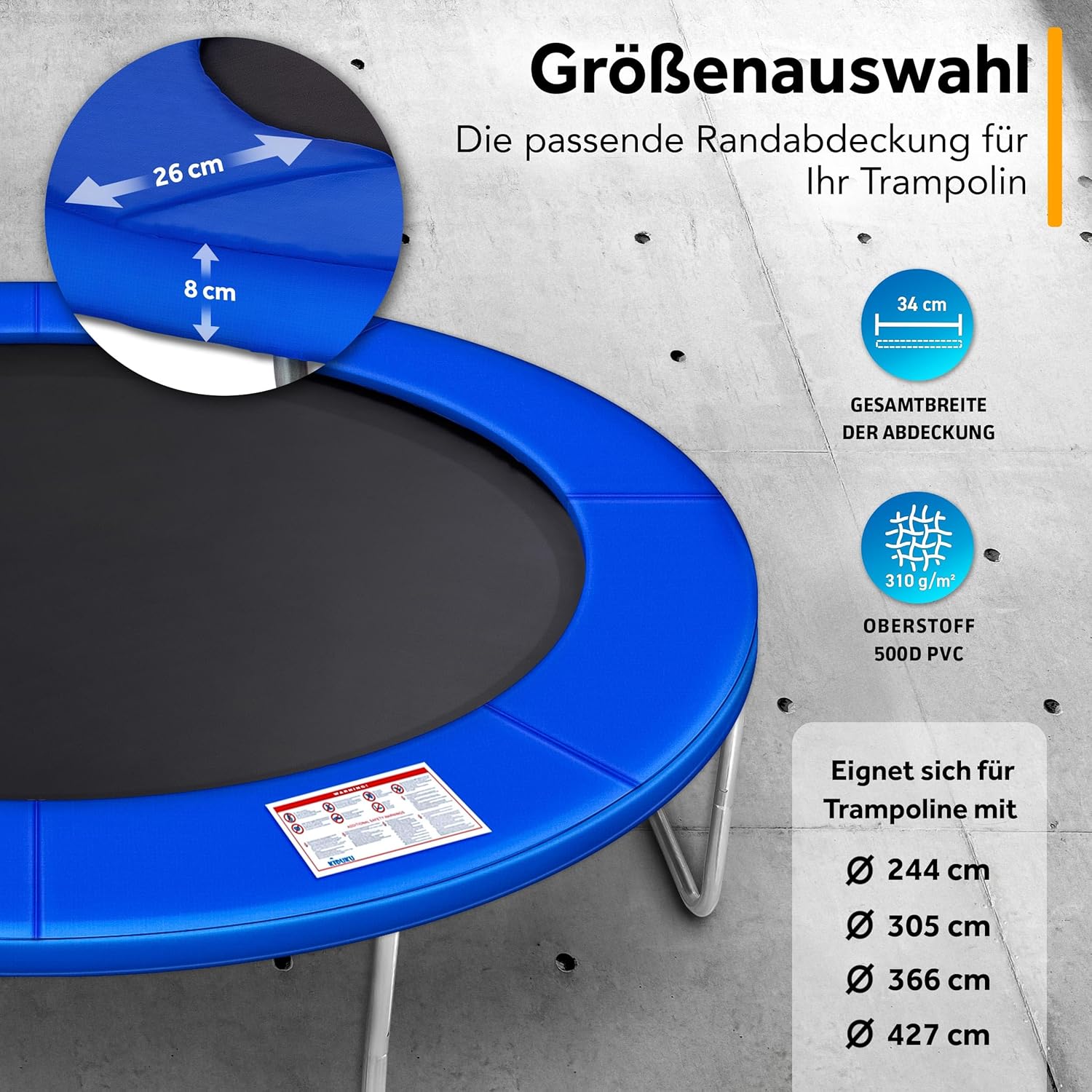 Kiduku Trampoline Randafdekking - Rand - Ø244cm - Blauw
