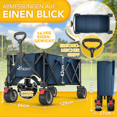 Bolderkar - Opvouwbaar - Bolderwagen  - Blauw - TRESKO®
