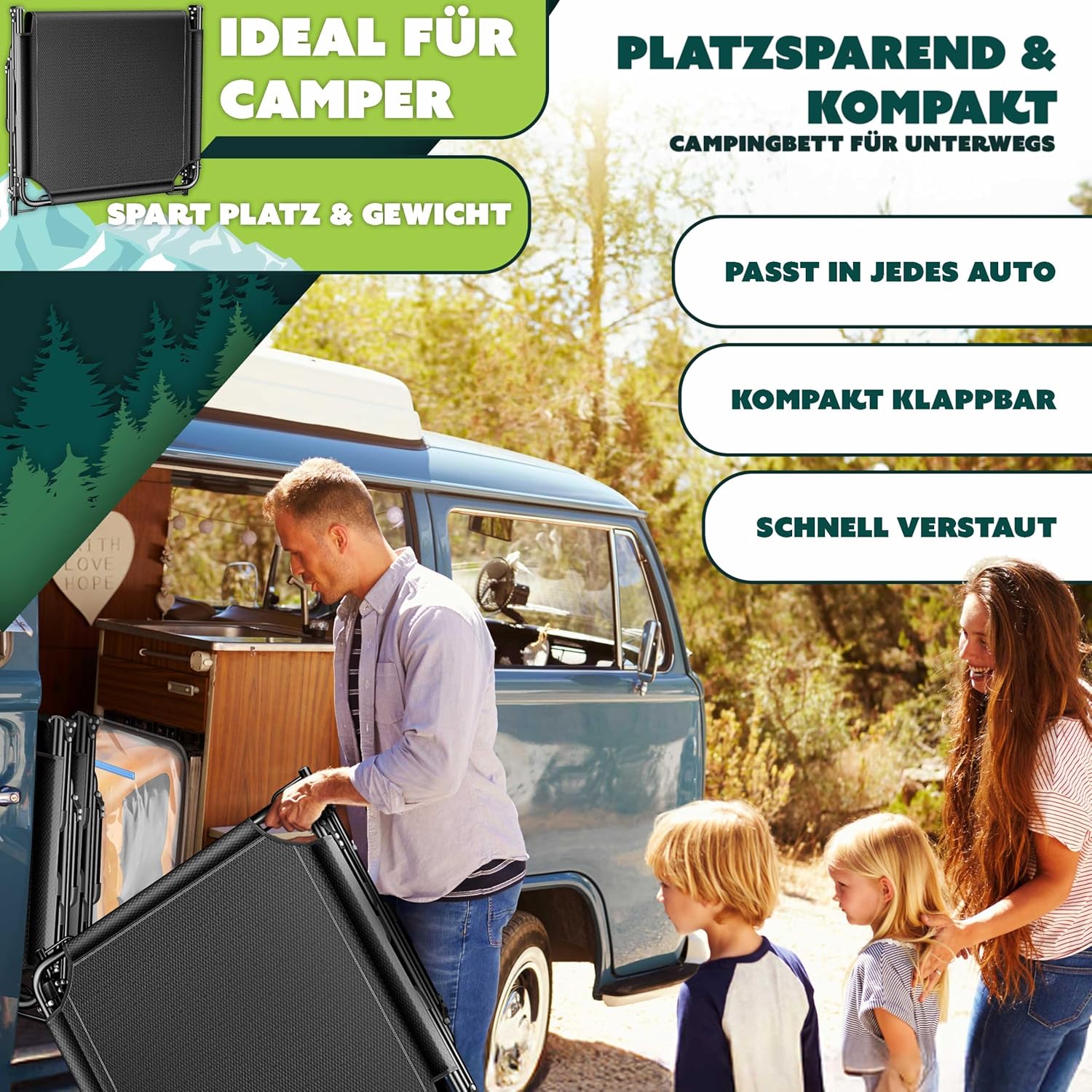 KESSER® Campingbed - Ligbed - Inklapbaar - 190x68x30cm - Antraciet