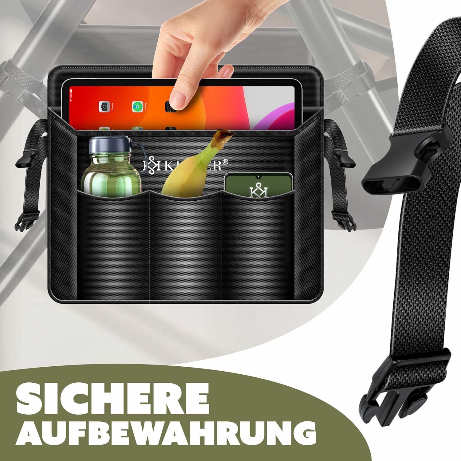 KESSER® Hangstoel met frame Bali hangschommel, hangstoel tot 150 kg, voor binnen en buiten, inclusief kussen en zijtas, hangmand, stalen frame en schuimrubberen zitkussen