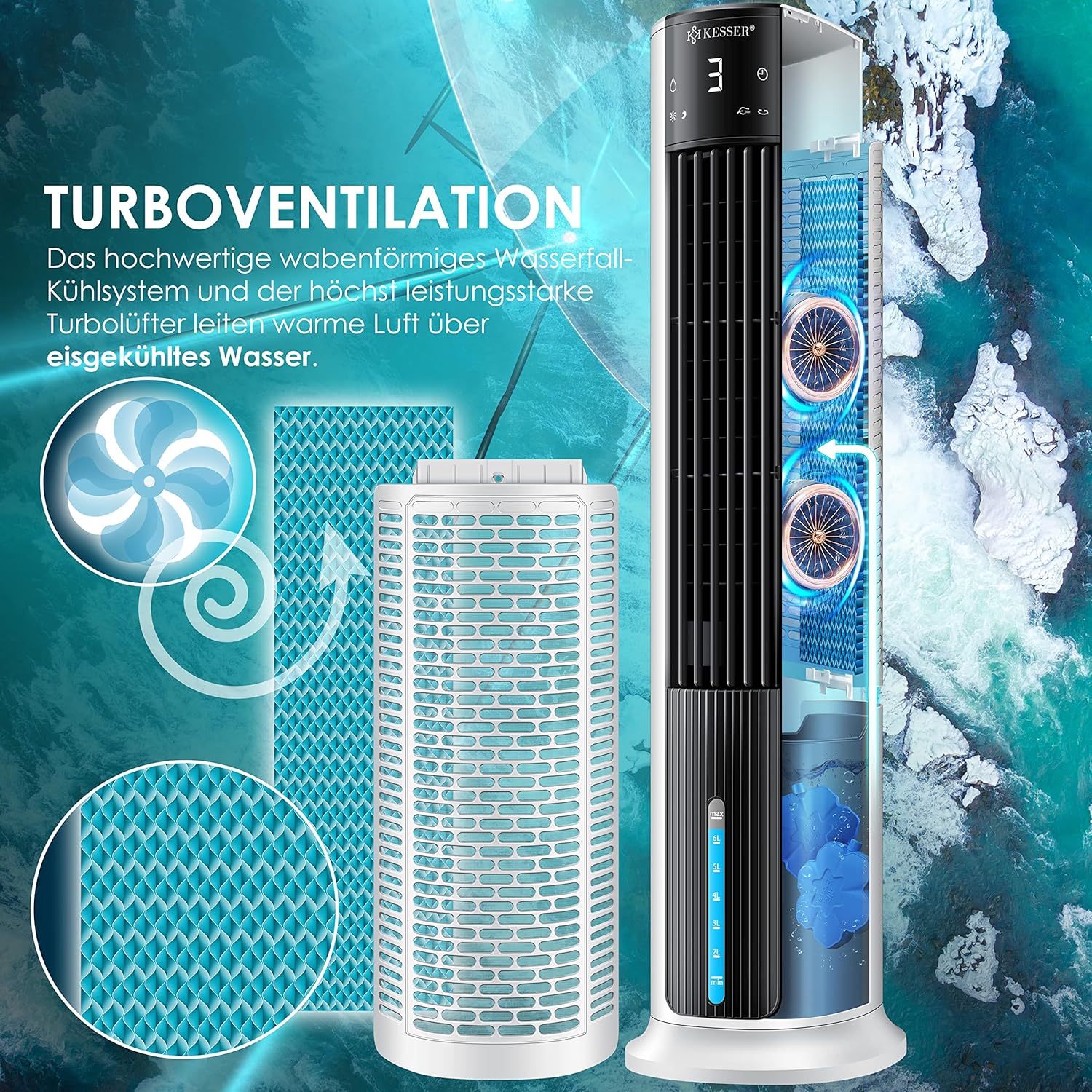 KESSER® 4in1 Mobiele airconditioning - Torenventilator - Wit