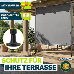 tillvex Klemluifel, verticale luifel met handslinger, zonder boren, inkijkbescherming, uittrekbaar en ondoorzichtig, verticale zonwering, terras, tuin, inkijkbescherming, weerbestendig, grijs, 150x310cm