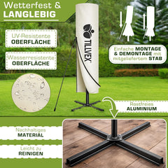 Zweefparasol - Tuinparasol - Parasol 235x235 cm - Met voet - Met Parasolhoes - Beige - Tillvex
