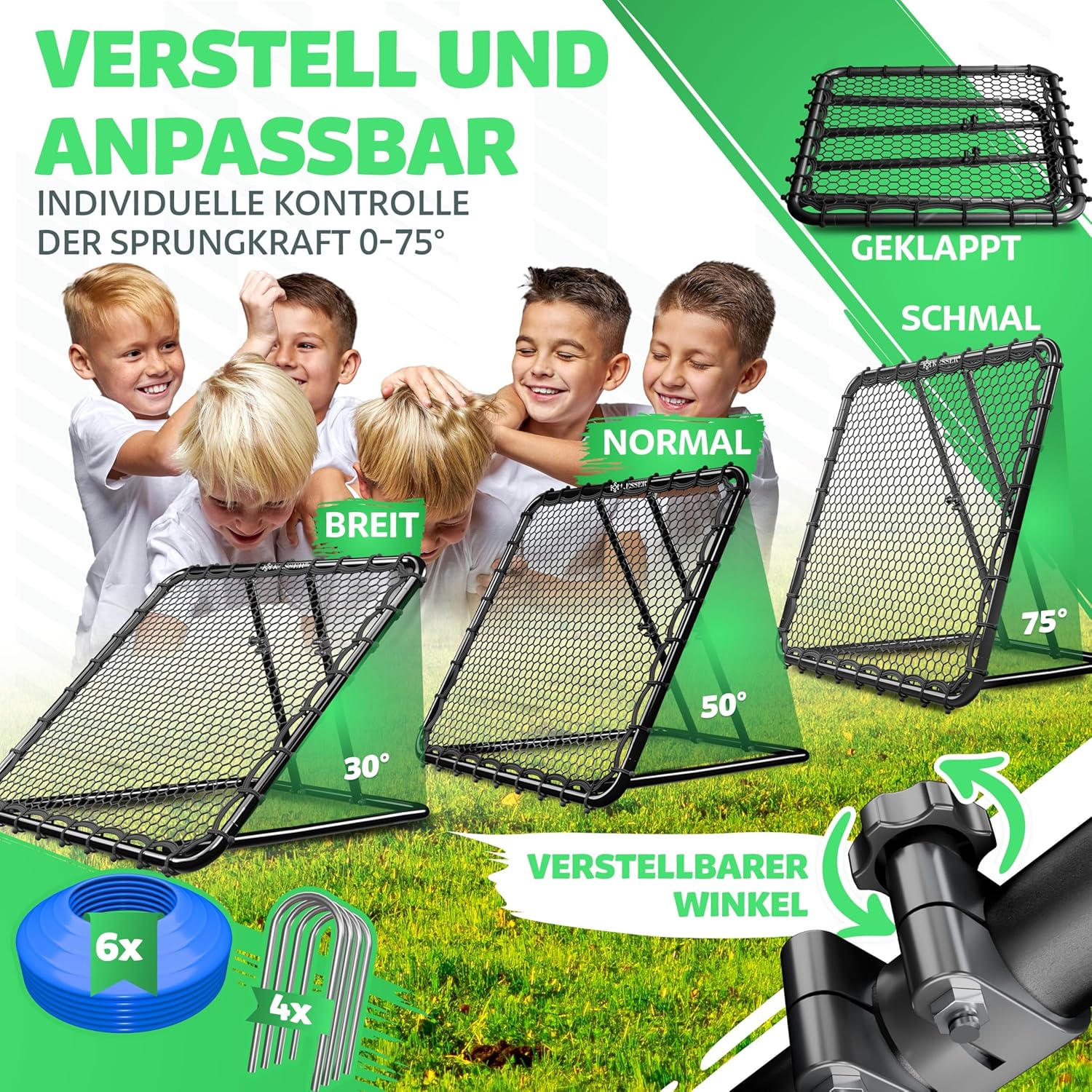 KESSER® Voetbal Rebounder - Kickback - Tchouk - 128x128cm - Grijs