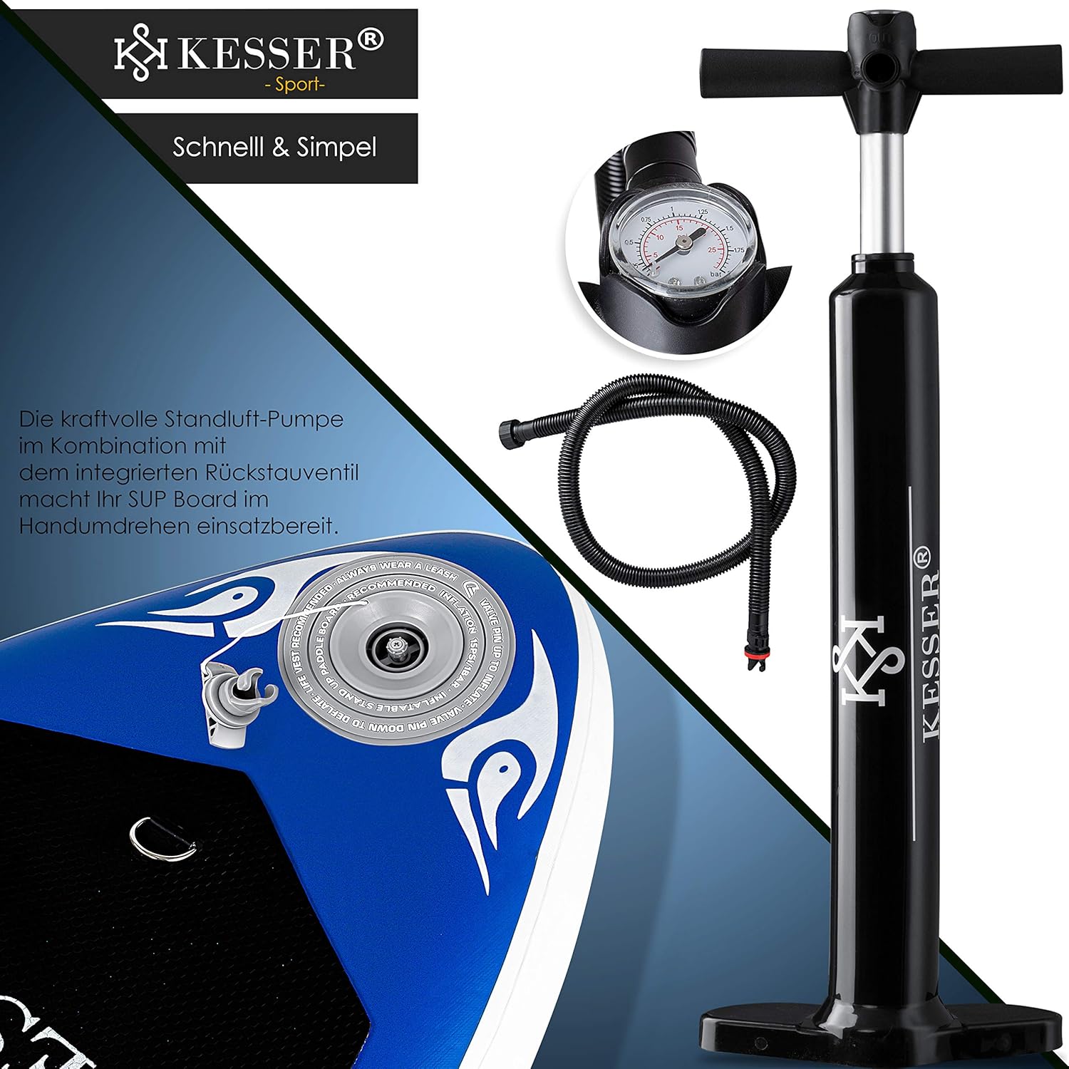KESSER® Opblaasbaar SUP Board Set Stand Up Paddle Board Premium Surfboard Watersport | 6 inch dik | Complete accessoires | 130 kg