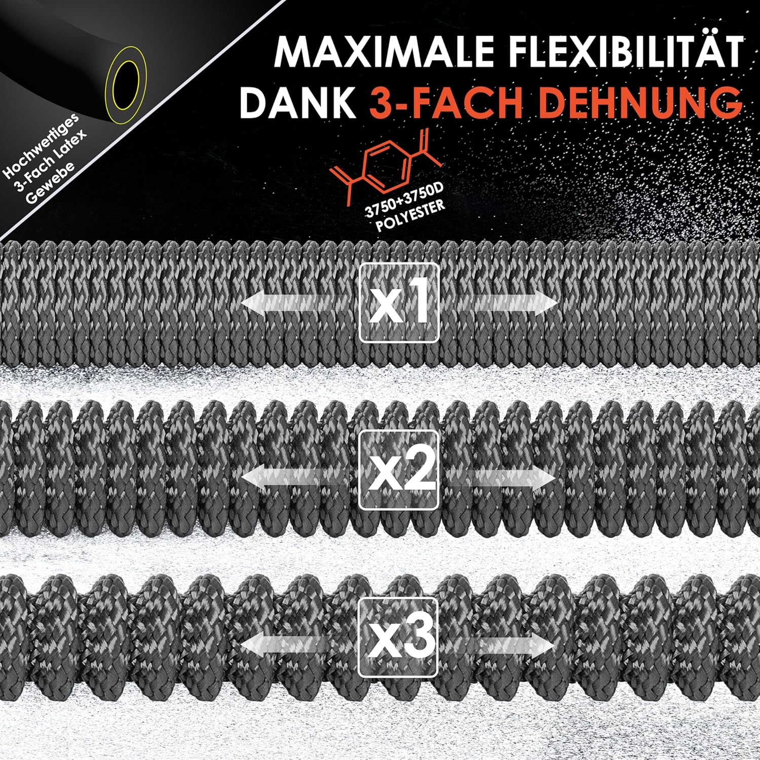 Flexibele Tuinslang - Inc. sproeikop - 30 meter - Antraciet