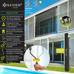 KESSER® Klemluifel - Balkonluifel - Zonwering - 140x250cm - Grijs
