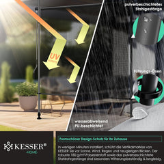 KESSER® Klemluifel - Balkonluifel - Zonwering - 200x310 cm - Antraciet