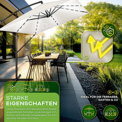 tillvex® Aluminium parasol, rechthoekig, diameter 330 cm, + afdekking met zwengel, rechthoekig, met standaard en windbescherming, tuinparasol, uv-bescherming aluminium, zwengelparasol, marktparasol,