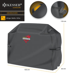 KESSER® Premium BBQ-grillhoes, gasgrill, grillkaphoes, weerbestendig, voor Weber, Brinkmann, Char-Broil, afdekhoes, beschermhoes, 600D Oxford-stof, scheurbestendig, 132 x 66 x 109 cm, antraciet