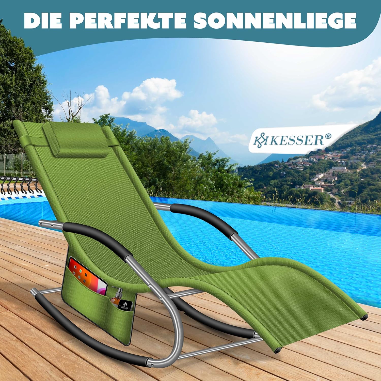 Ligbed - Ligstoel - Zonnebed - Relaxstoel - Khaki - KESSER®