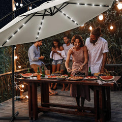 Tillvex® LED Parasol - Zweefparasol - Ø300cm - 360° Draaibaar - Beige