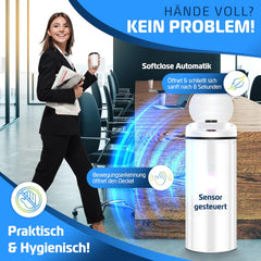 KESSER® Sensor Prullenbak - Afvalbak - Vuilnisbak - 56L - Wit