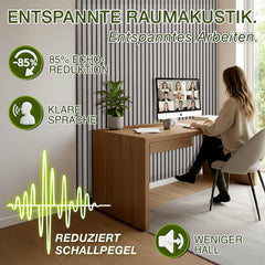 Wandpanelen - Akoestische panelen - Lattenwand - 2 stuks - 120x60 cm - Grijs - TRESKO