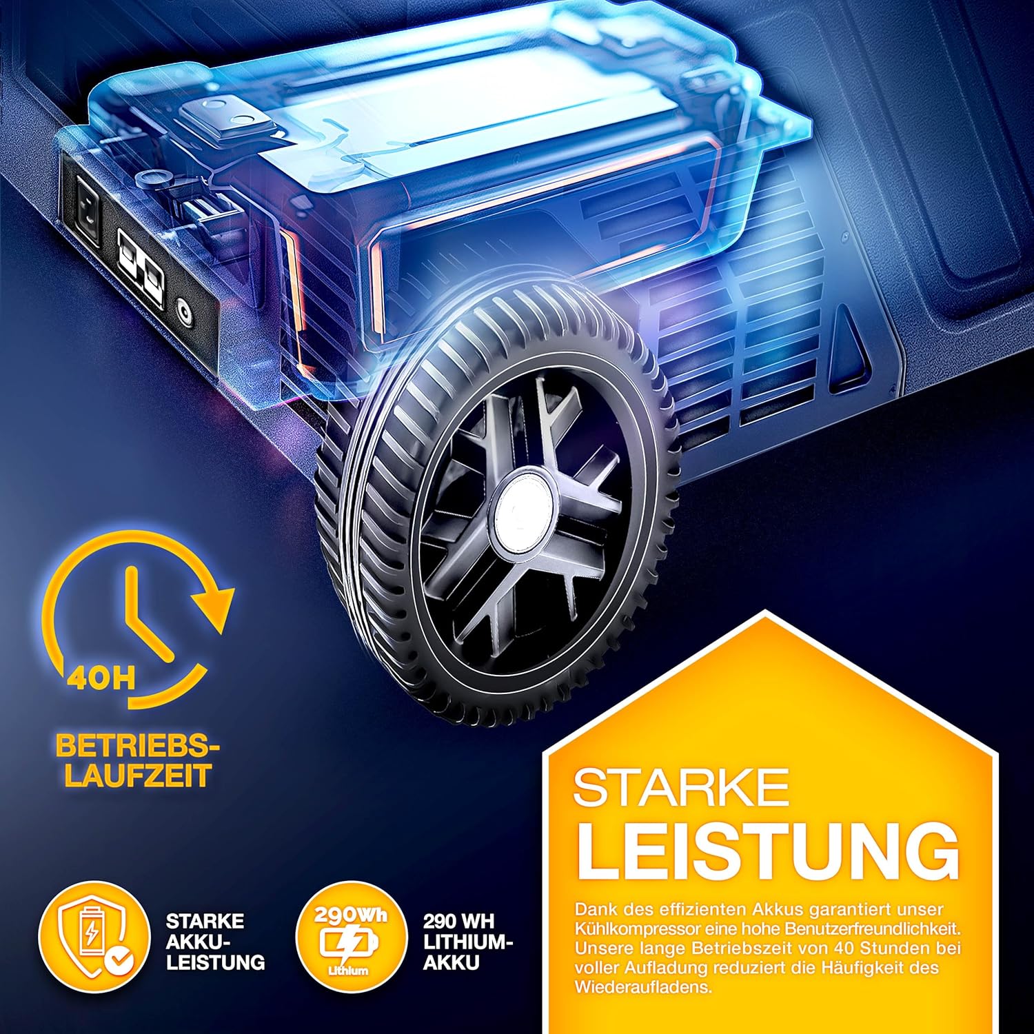 Tillvex® Elektrische Koelbox - Op accu - tot -20°C - 40L - Blauw