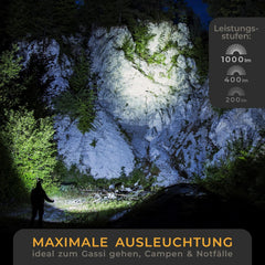 Zaklamp LED - Oplaadbaar - 1000 Lumen - Zwart - Lichtmeister