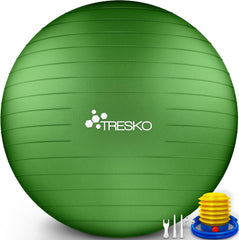 Fitness bal - Yoga bal - Pilates bal - Zwangerschapsbal - 75 cm - Groen - TRESKO