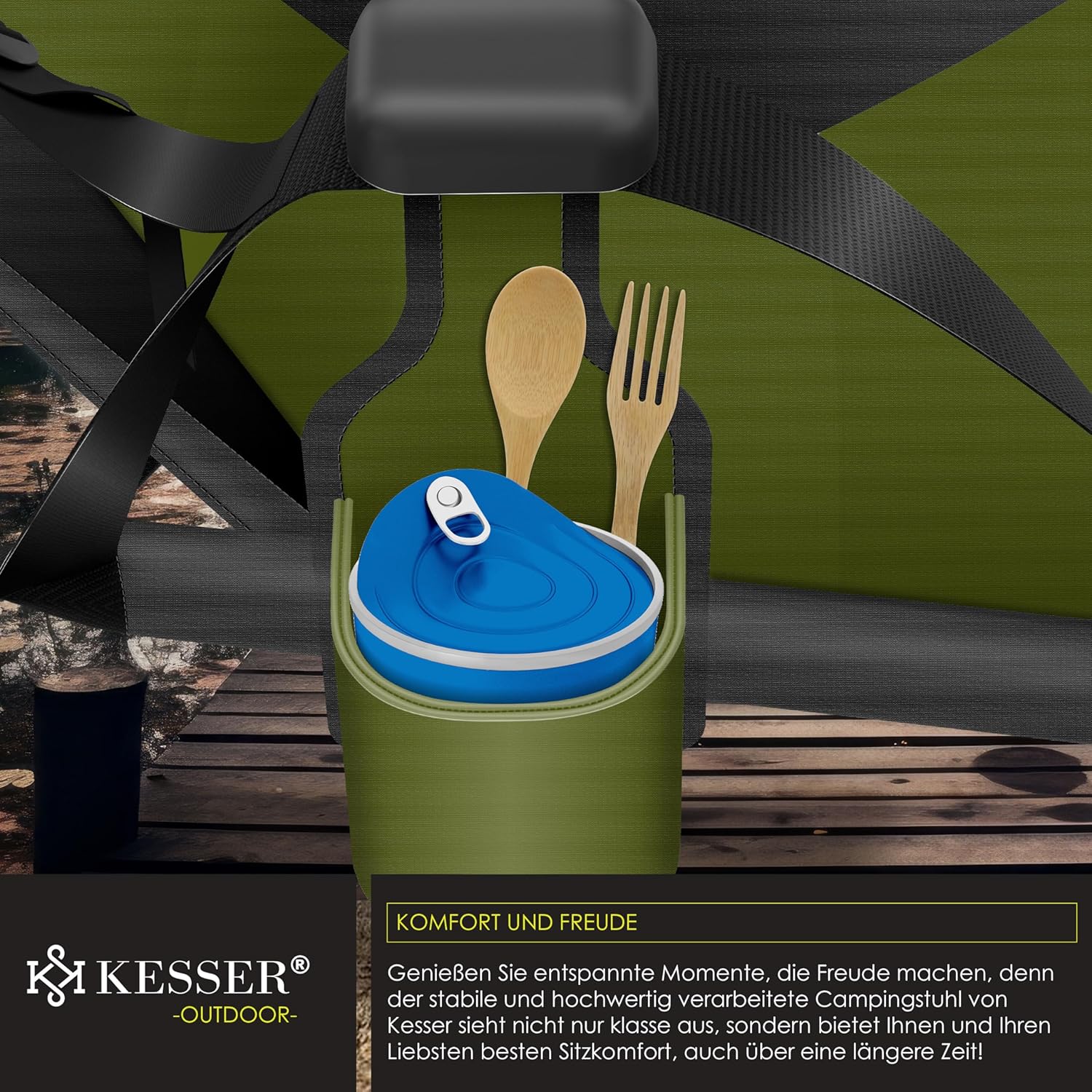KESSER® Campingstoel - Visstoel - Vouwstoel - Khaki