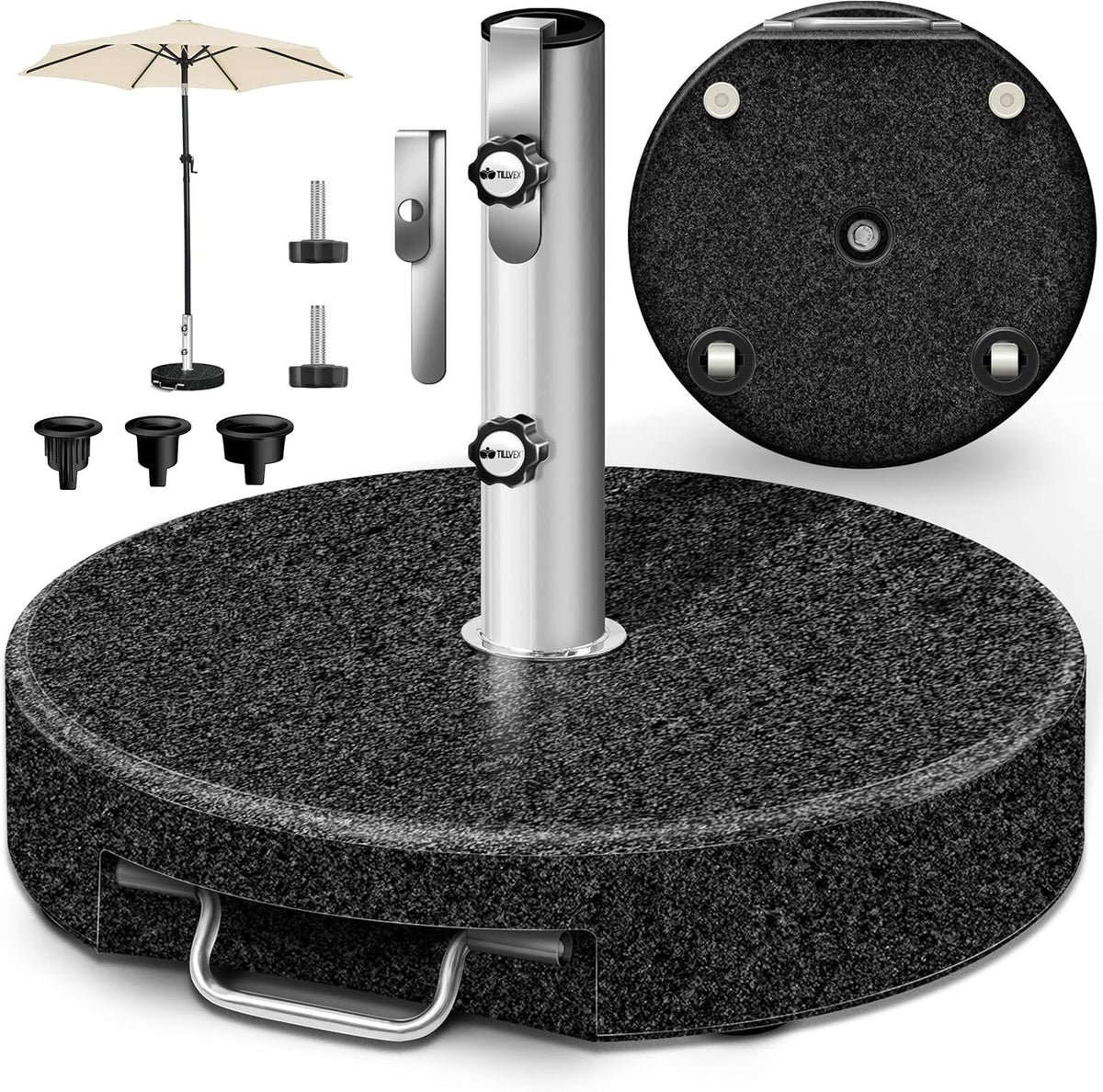 Parasolvoet - Parasolstandaard - Graniet - 27 kg - Grijs - Tillvex®