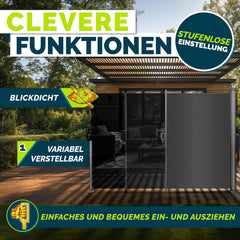 Windscherm uittrekbaar - Oprolbaar - Uitschuifbaar - Camping - 200x400 cm - Antraciet - Tillvex®