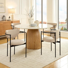 Eetkamerstoelen - Set van 2 - Met armleuning - Creme/Zwart