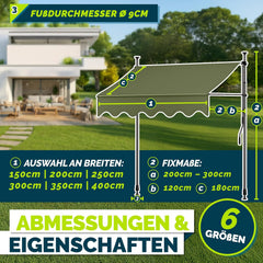 Klemluifel - Balkon luifel - Verticale luifel - 300 cm - Groen - Tillvex®