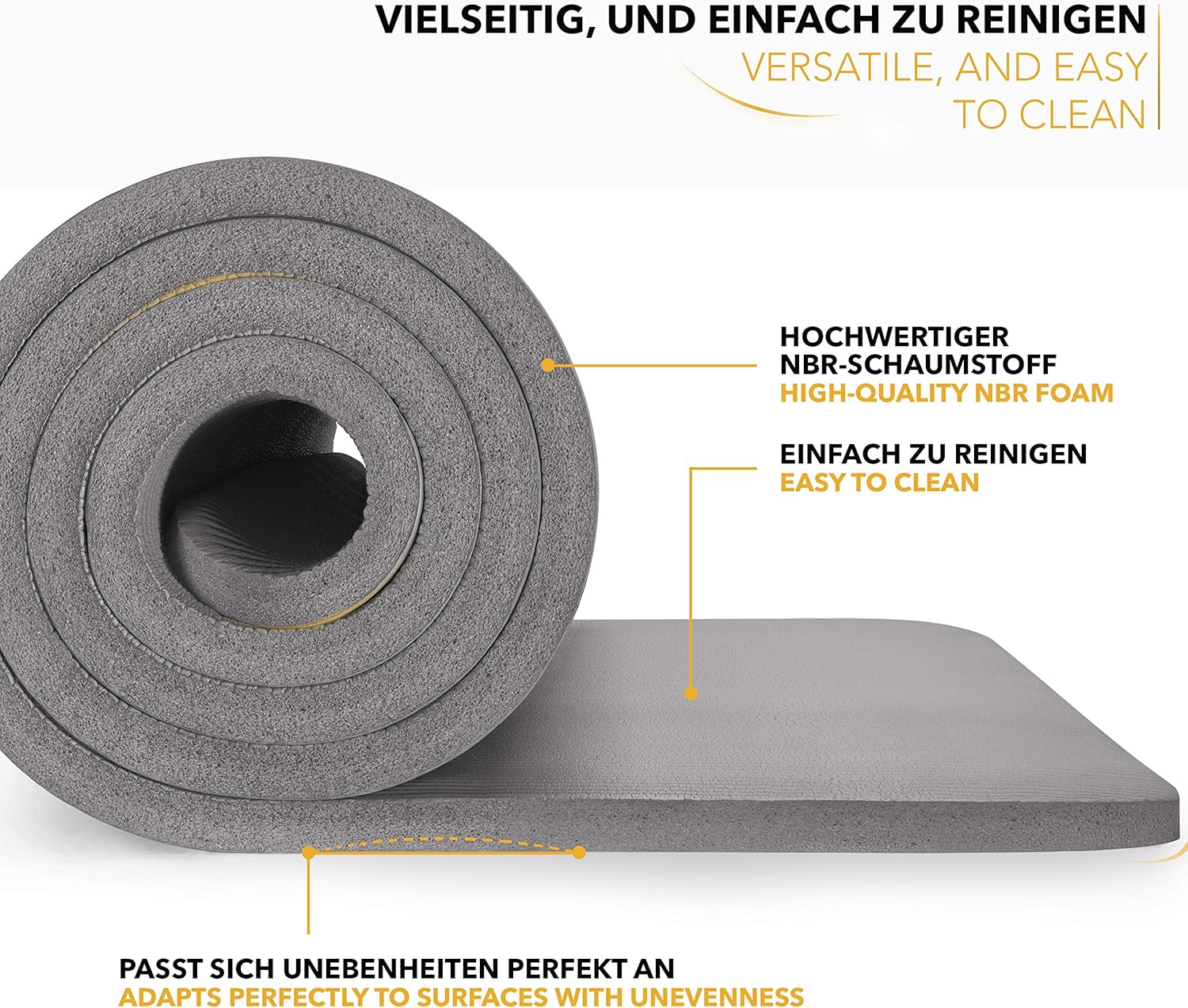 Yoga mat - Fitness mat - Sport mat - Anti slip - Extra dik - Grijs