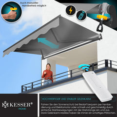 KESSER® Elektrische Luifel - Zonnescherm - 250x200cm - Grijs