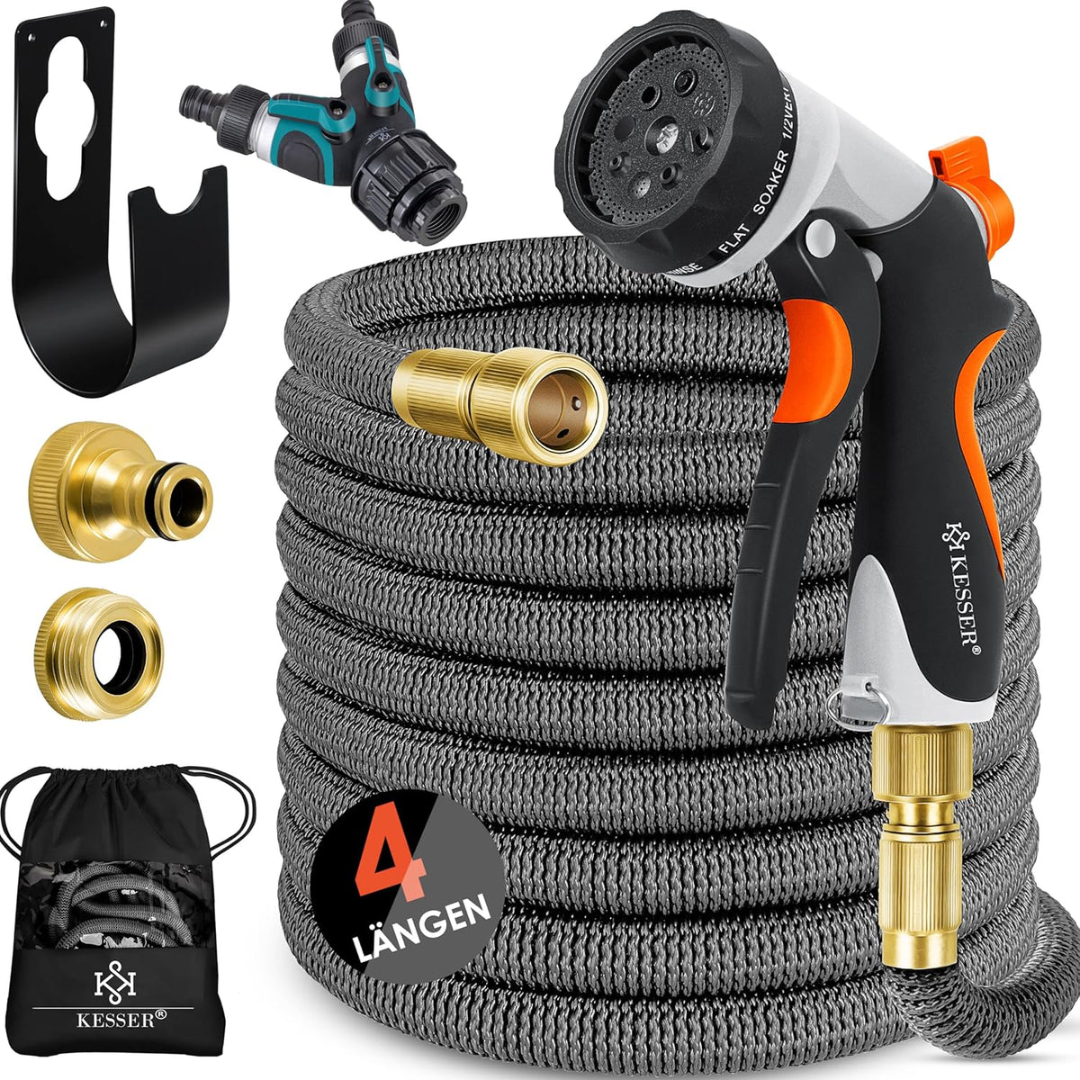 Flexibele Tuinslang - Inc. sproeikop - 45 meter - Antraciet