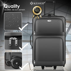KESSER® 4-delige trolleykofferset | reiskofferset met wielen | complete zakelijke set van 4 | S M L XL | netvak | wielen | telescopische handgreep | reistassen stoffen koffer | handbagage |, antraciet •
