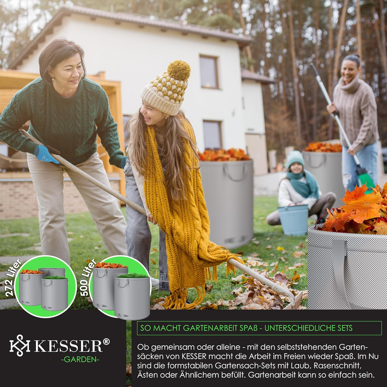 KESSER® Tuinafvalzak - Sterke Tuinzak - Bladzak - 2x500L - Grijs
