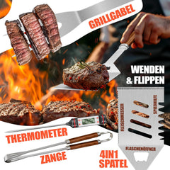 KESSER® RVS Barbecuebestekset - 37-delig - inc. tas - Bruin