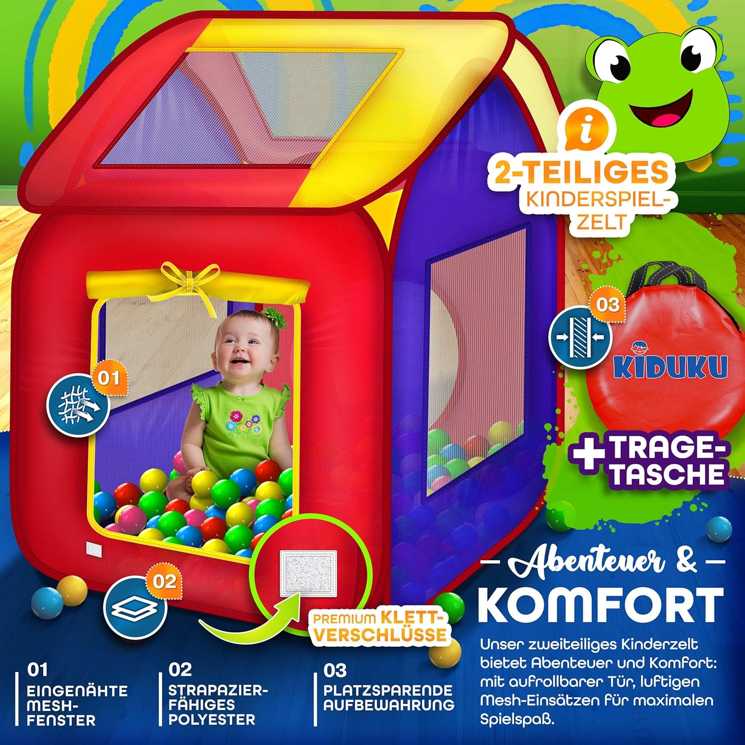 KIDUKU® Speeltent - Kindertent - Speelhuisje - Kleurrijk