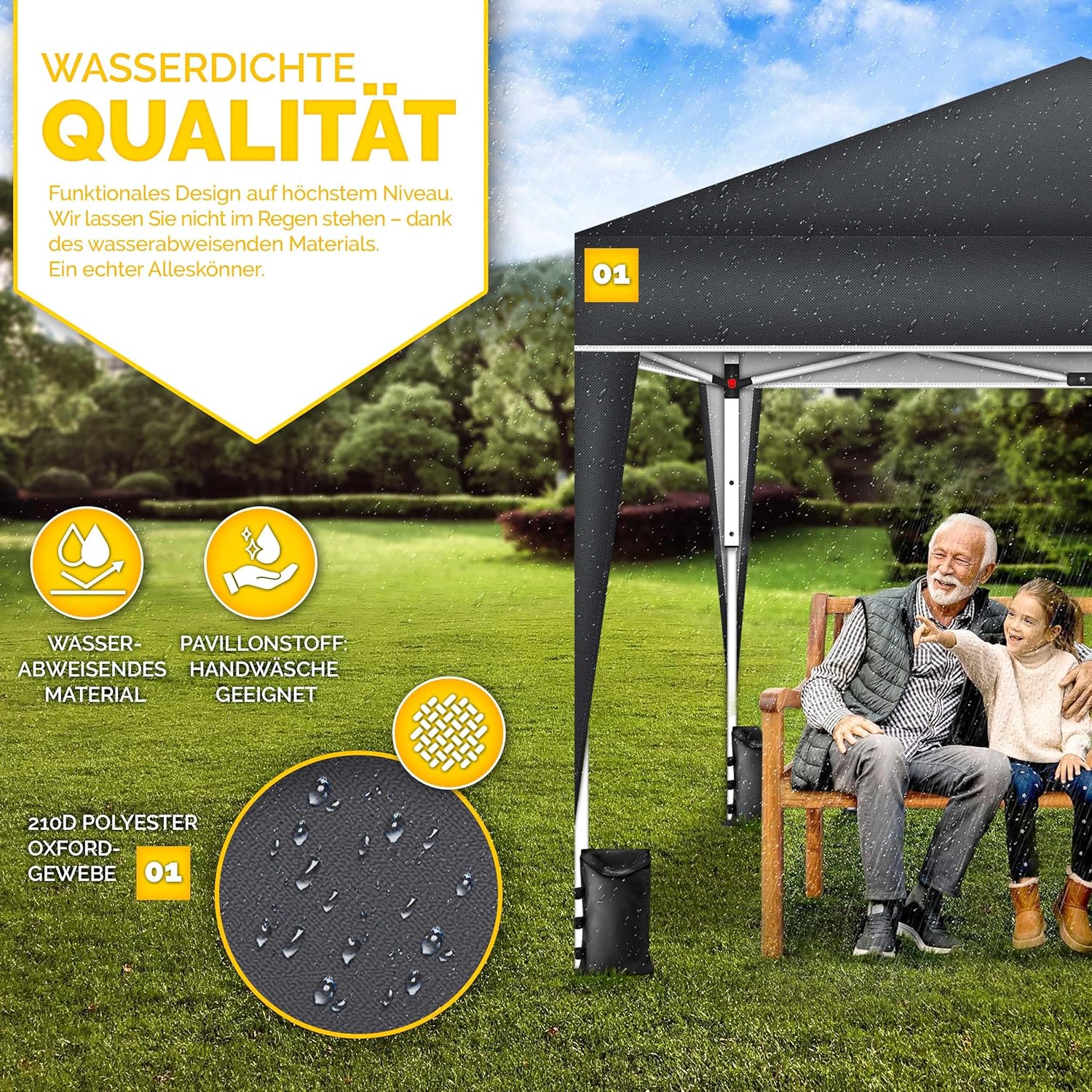 Tillvex® Partytent - 3x3m - Paviljoen - Easy Up - Antraciet