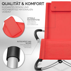 Ligbed - Ligstoel - Zonnebed - Relaxstoel - Rood - Tillvex®
