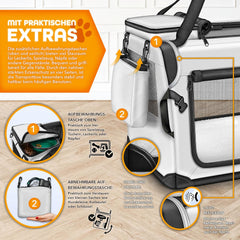 Reisbench hond - Draagtas hond - Transportbox - 83x58x58 cm - Grijs