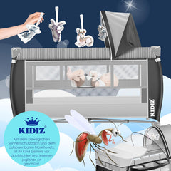 KIDIZ® 3in1 Babybedje - Campingbedje - Ledikant  - Zwart