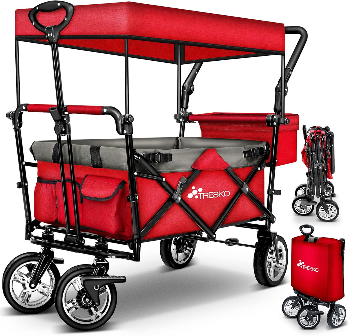 TRESKO® Bolderkar - Opvouwbaar - Bolderwagen - Rood